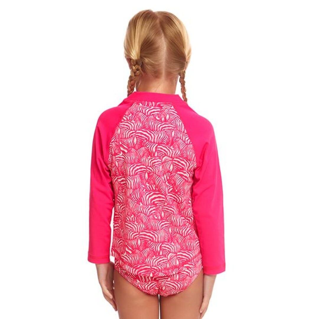 Funkita Eco Zippy Sun Protection Rash Vest Painted Pink Toddler Girls Swimwear Made From