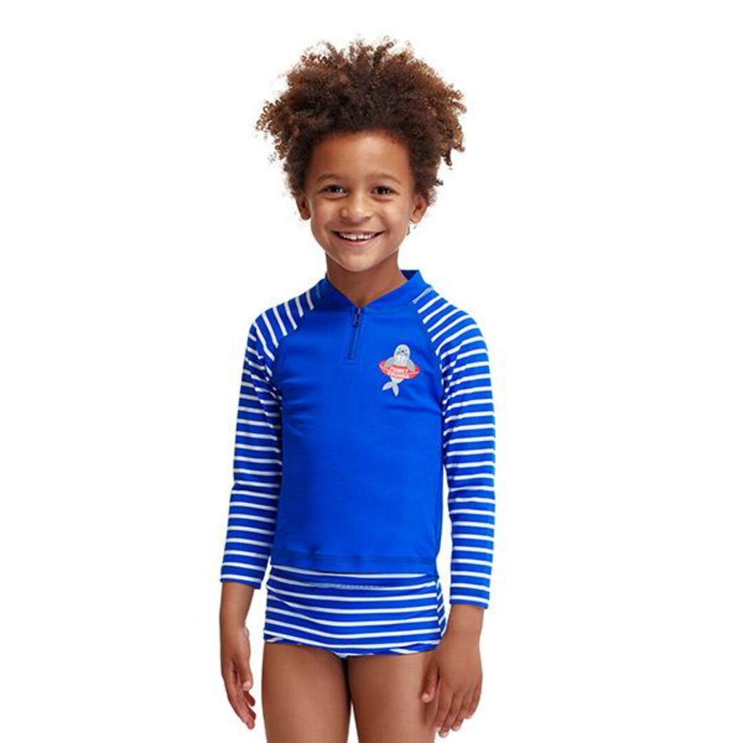 Funky Trunks Zippy Sun Protection Rash Vest Blue Riband Toddler Boys Swimwear