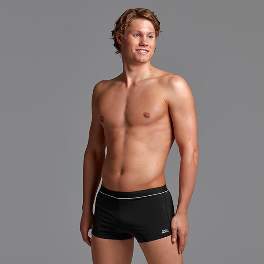 Funky Trunks Square Swim Trunks Still Black Mens Swimwear
