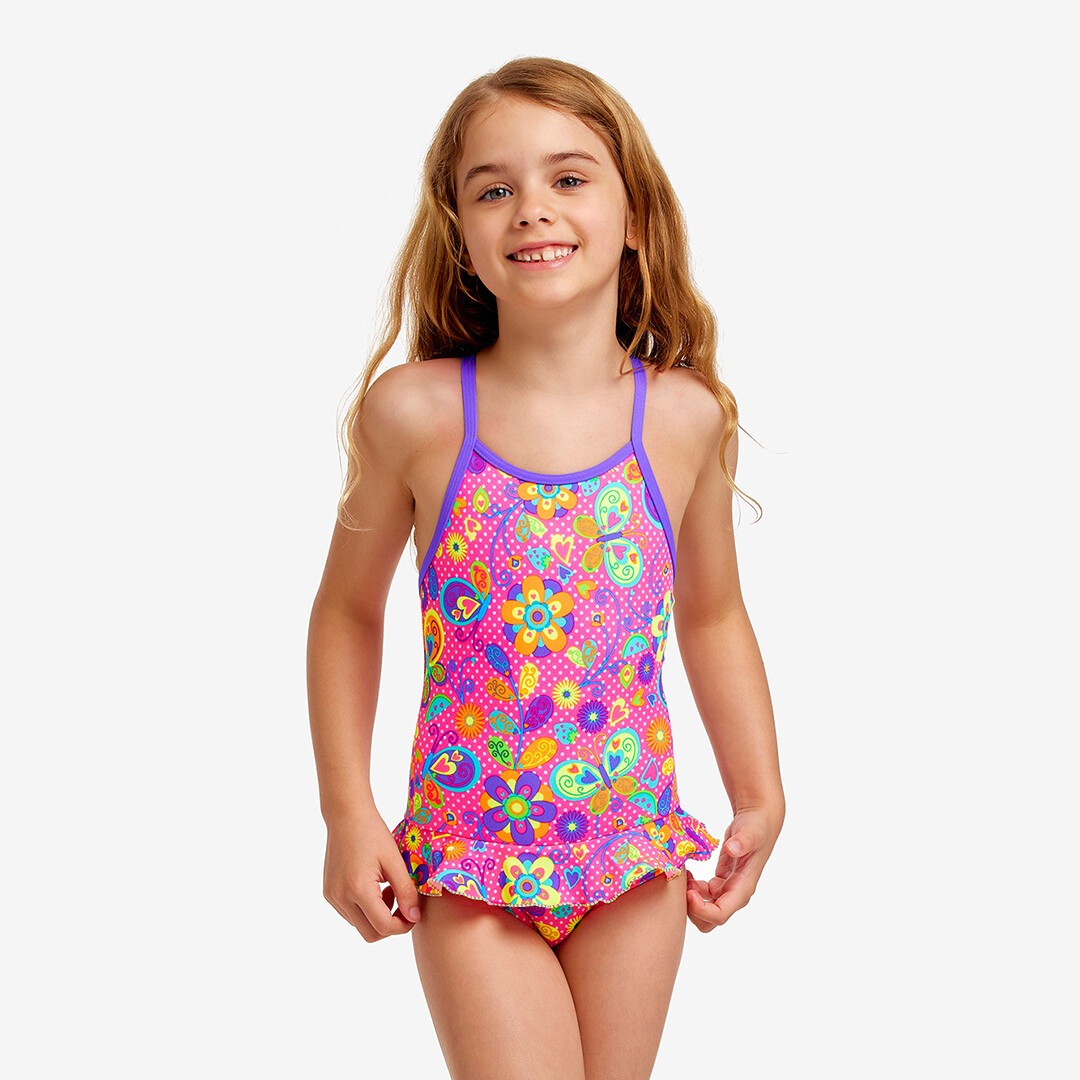 Funkita Belted Frill One Piece Flower Bed | Toddler Girls Swimwear