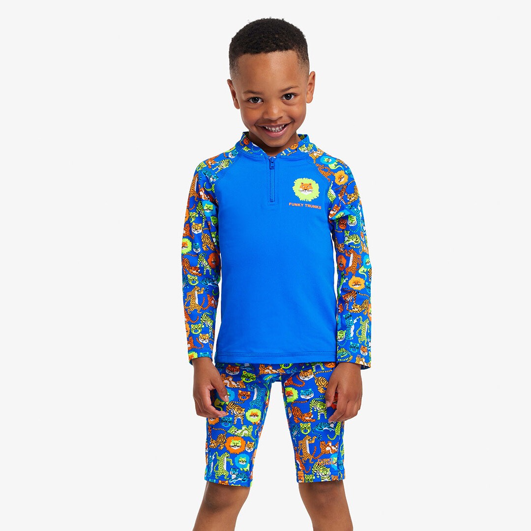 Funky Trunks Zippy Sun Protection Rash Vest Big Cat Bash Toddler Boys Swimwear